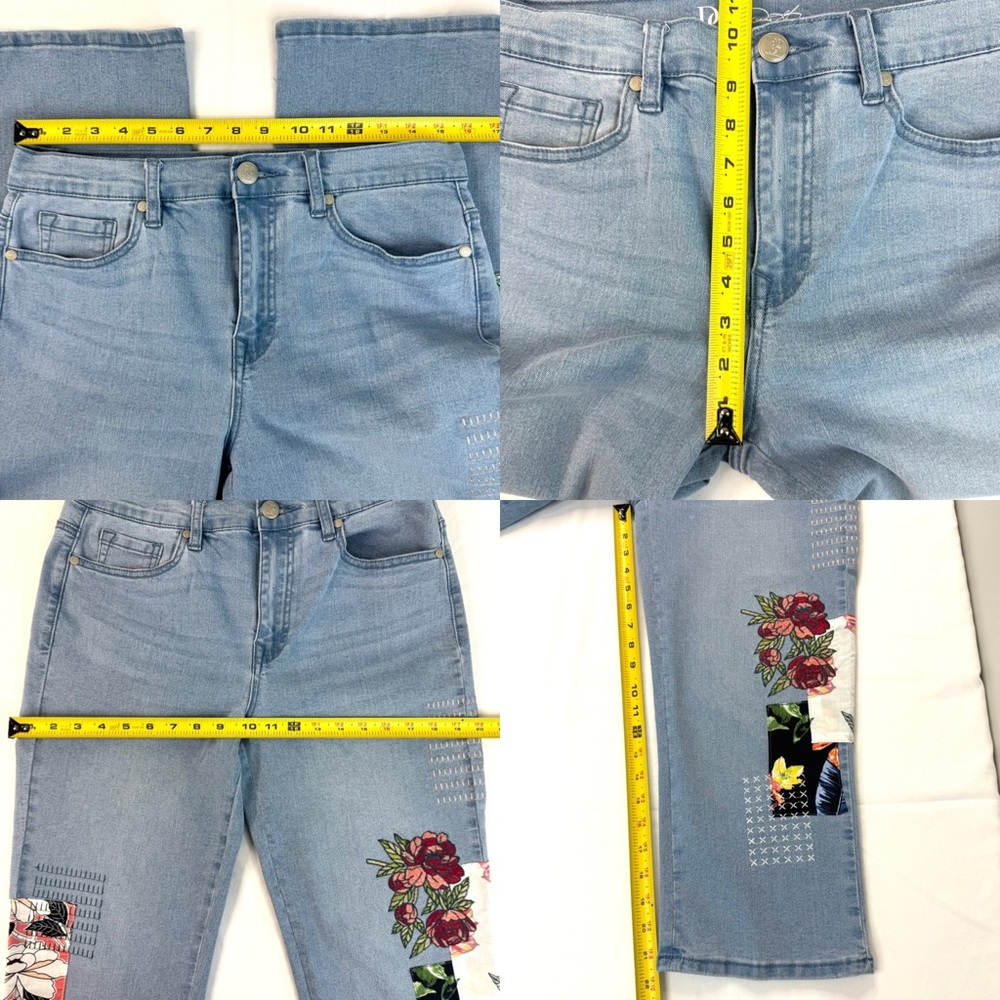 Diane Gilman Cropped Embroidered Jeans Women’s Size 10 Stretch Light Wash DG2 - Picture 16 of 17